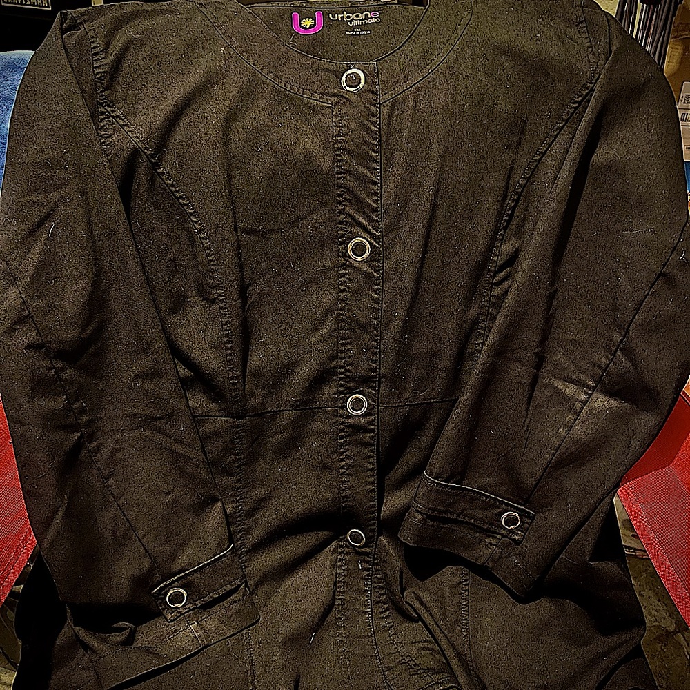 3 Urbane Ultimate 2XL  button front scrub Jackets blk